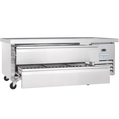 62" 2 Drawer Refrigerated Commercial Chef Base - 6" Depth Pan