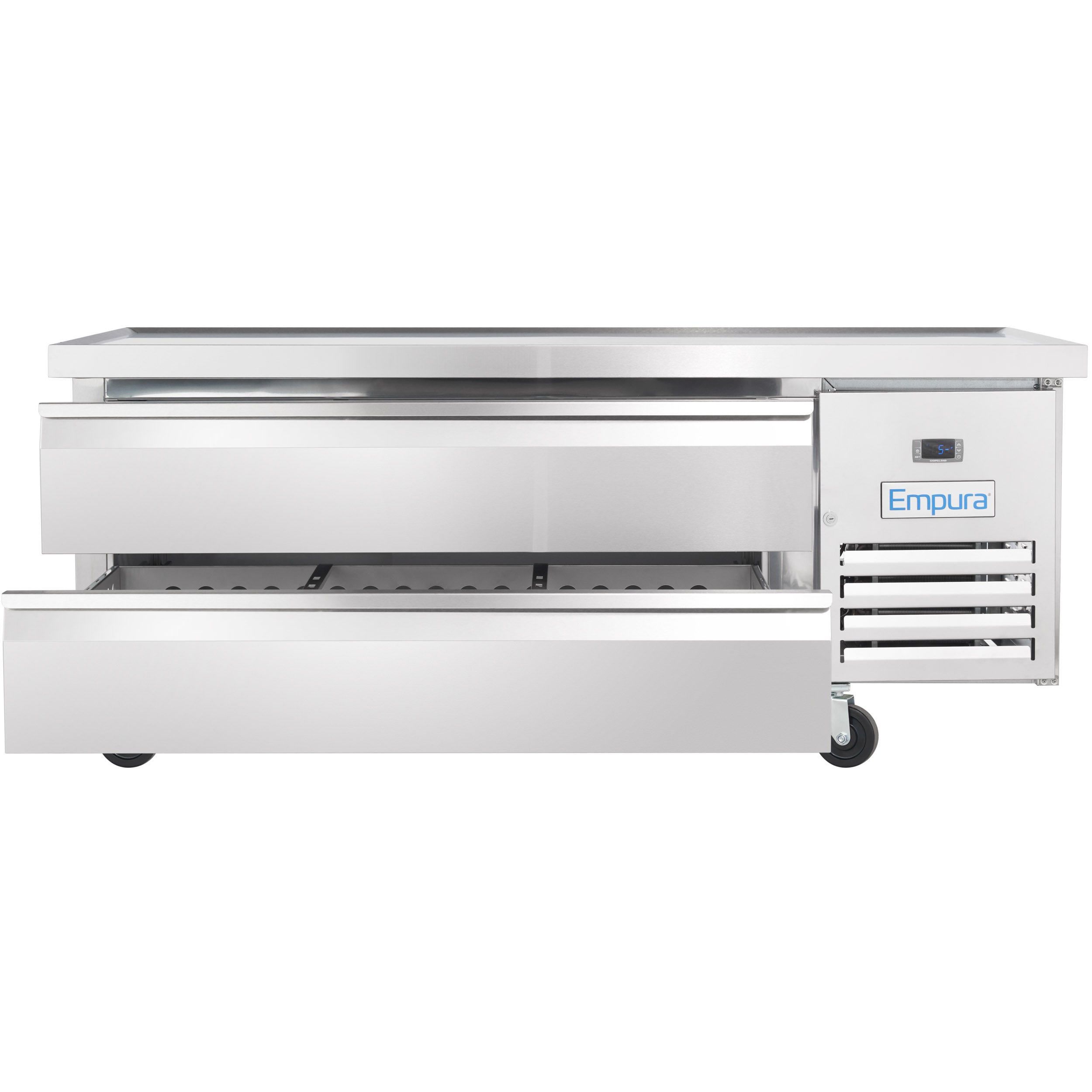 62" 2 Drawer Refrigerated Commercial Chef Base - 6" Depth Pan