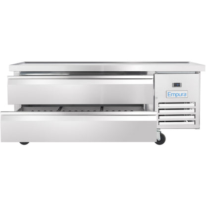 62" 2 Drawer Refrigerated Commercial Chef Base - 6" Depth Pan
