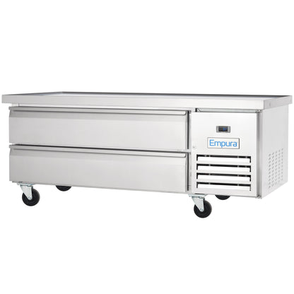 62" 2 Drawer Refrigerated Commercial Chef Base - 6" Depth Pan