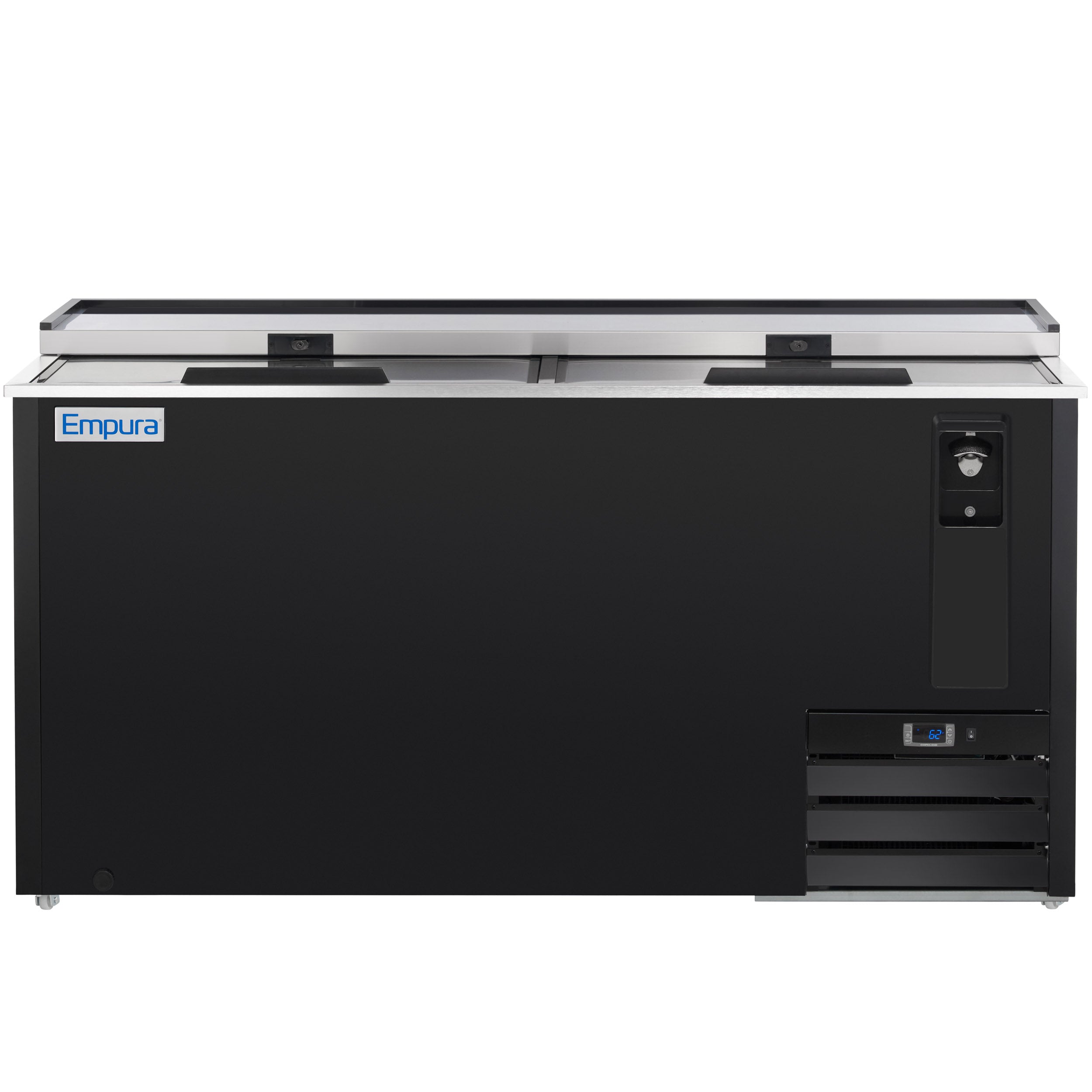 64" Powder Coated Black Stainless Steel Commercial Horizontal Bottle Cooler