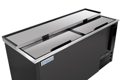 64" Powder Coated Black Stainless Steel Commercial Horizontal Bottle Cooler