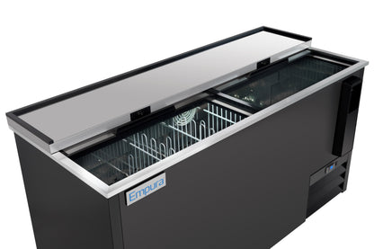 64" Powder Coated Black Stainless Steel Commercial Horizontal Bottle Cooler