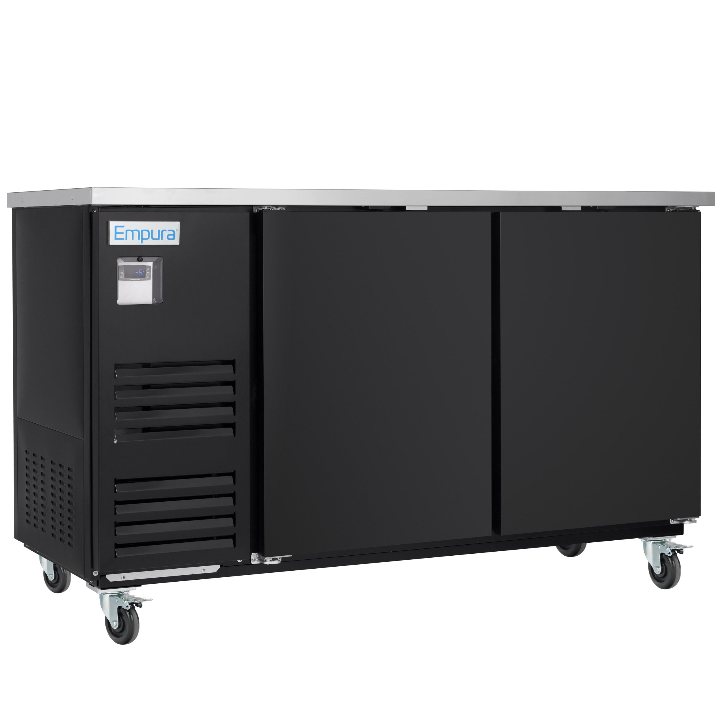 69" x 28" Swing Solid Door Powder Coated Black Stainless Steel Commercial Back Bar Refrigerator
