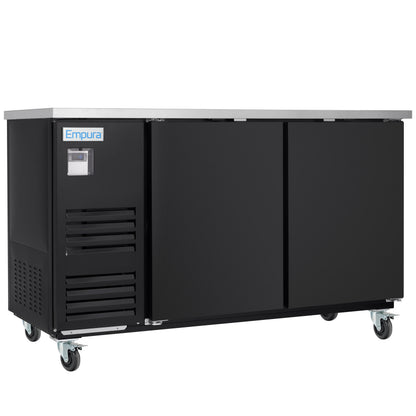 69" x 28" Swing Solid Door Powder Coated Black Stainless Steel Commercial Back Bar Refrigerator