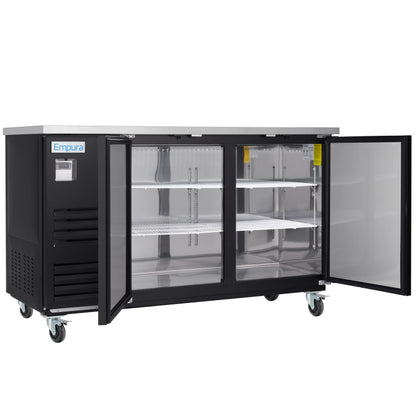 69" x 28" Swing Solid Door Powder Coated Black Stainless Steel Commercial Back Bar Refrigerator