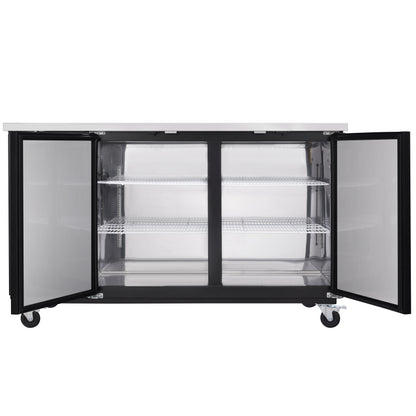69" x 28" Swing Solid Door Powder Coated Black Stainless Steel Commercial Back Bar Refrigerator