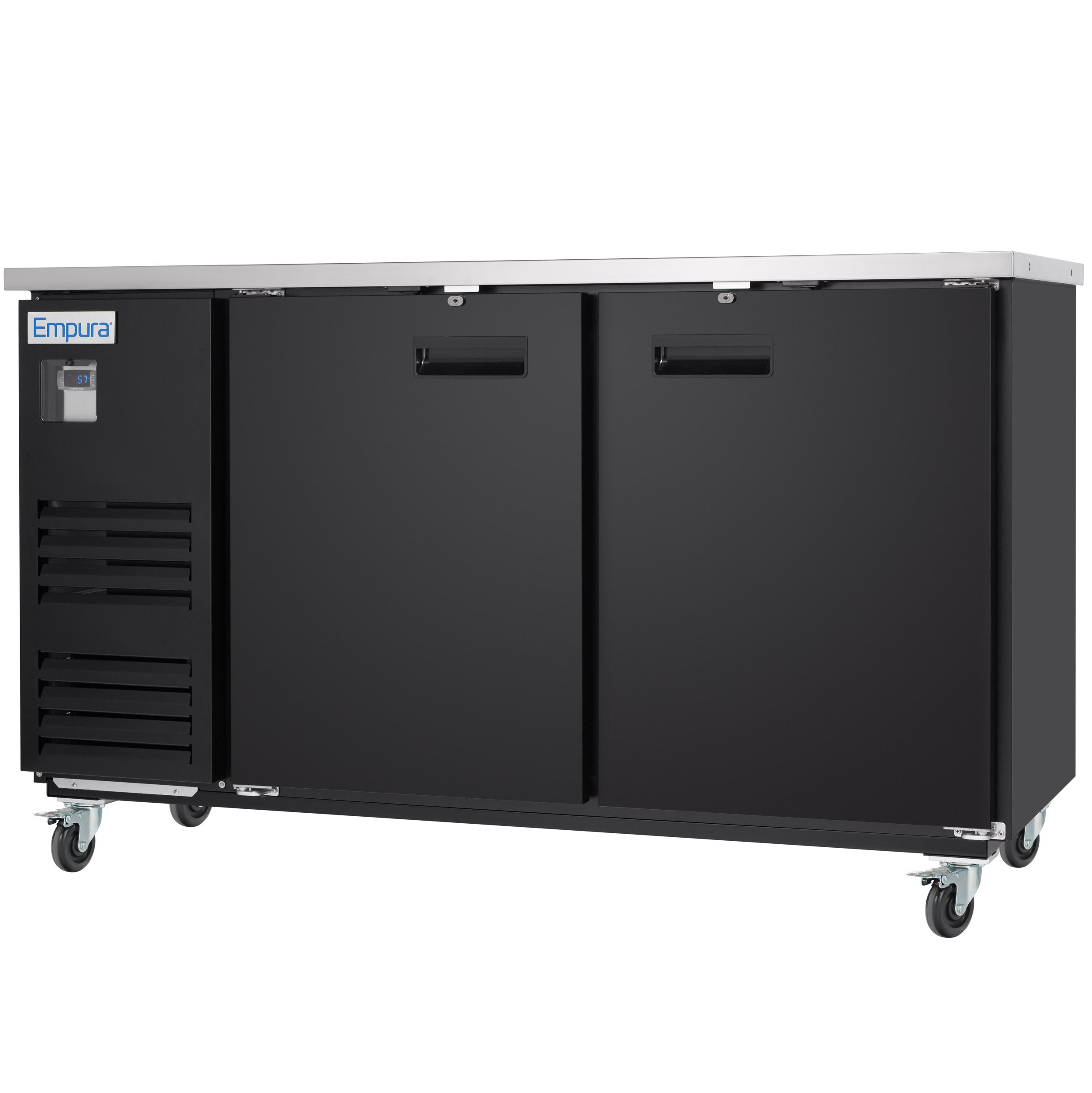 69" x 28" Swing Solid Door Powder Coated Black Stainless Steel Commercial Back Bar Refrigerator