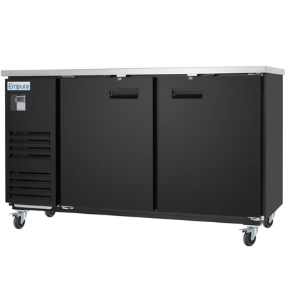 69" x 28" Swing Solid Door Powder Coated Black Stainless Steel Commercial Back Bar Refrigerator