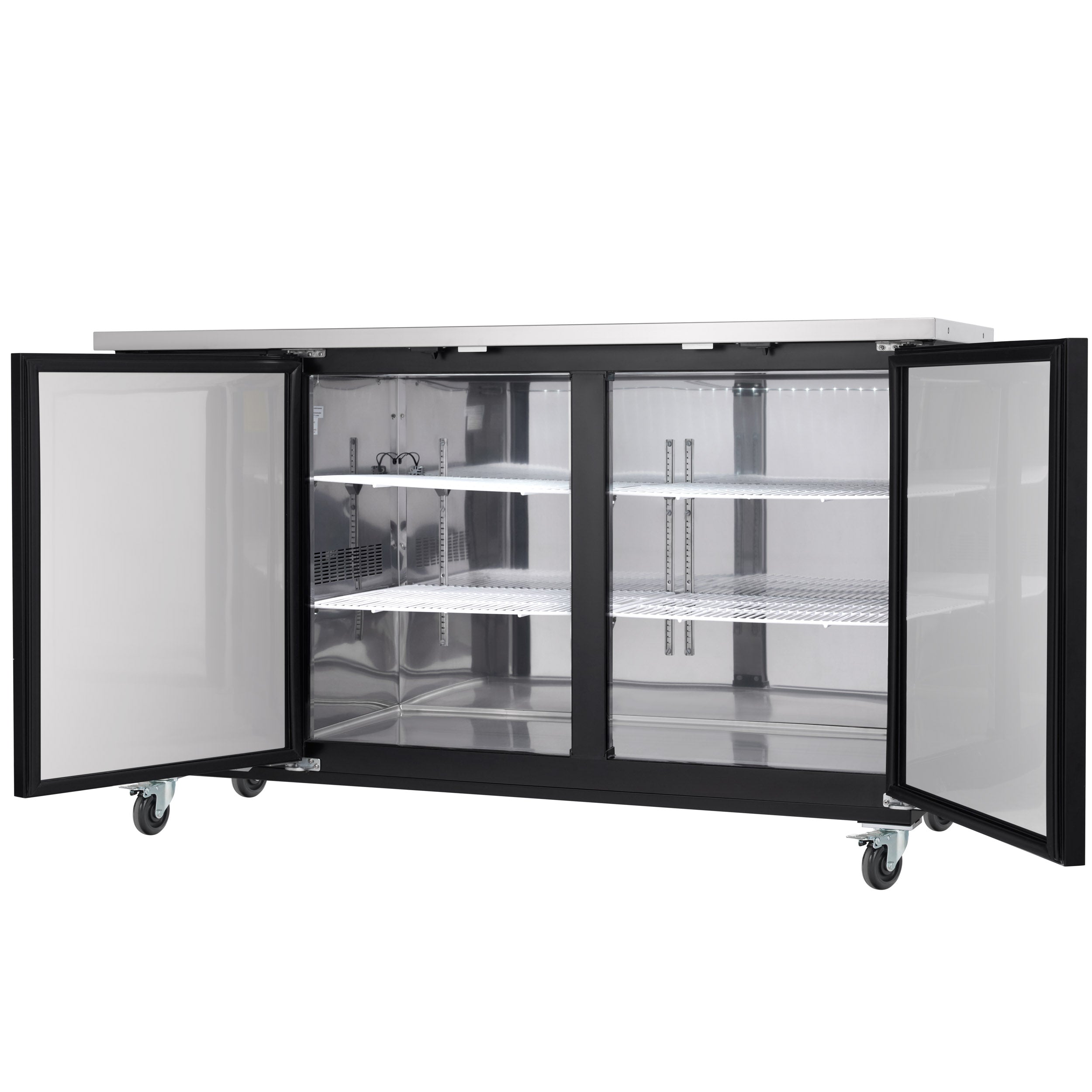 69" x 28" Swing Solid Door Powder Coated Black Stainless Steel Commercial Back Bar Refrigerator