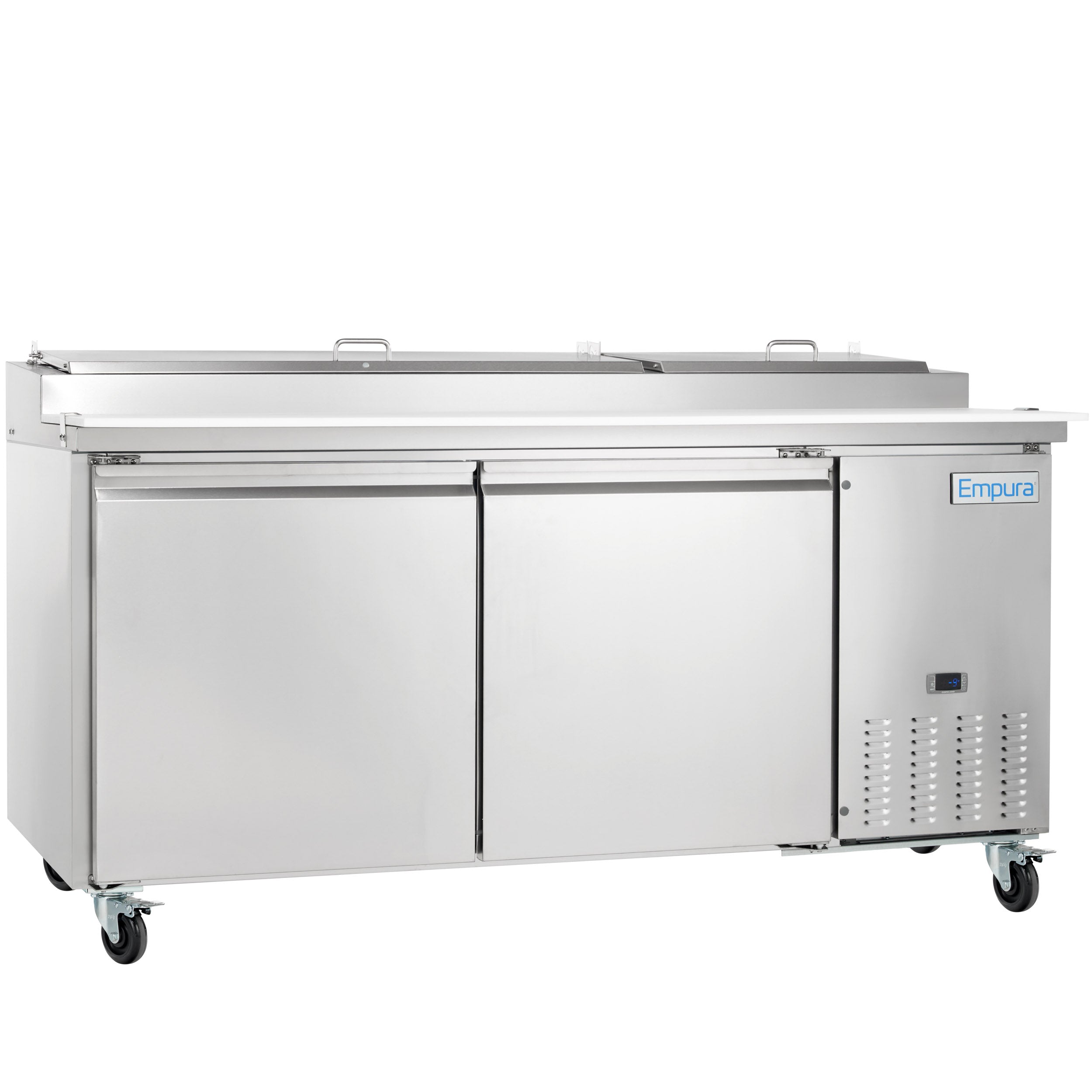 71" 2 Door Commercial Refrigerated Stainless Steel Pizza Prep Table