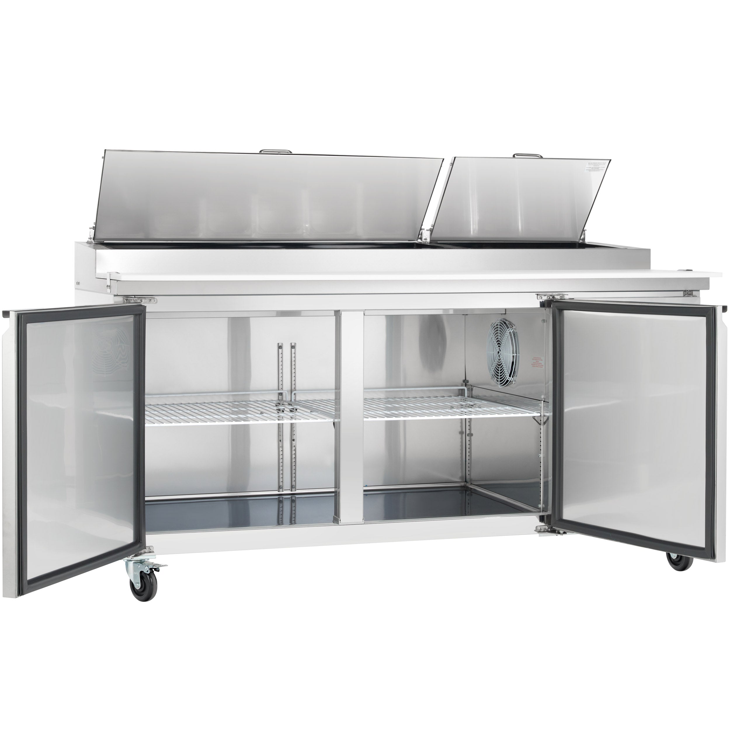 71" 2 Door Commercial Refrigerated Stainless Steel Pizza Prep Table