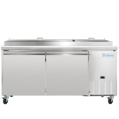 71" 2 Door Commercial Refrigerated Stainless Steel Pizza Prep Table