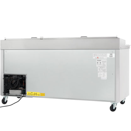 71" 2 Door Commercial Refrigerated Stainless Steel Pizza Prep Table