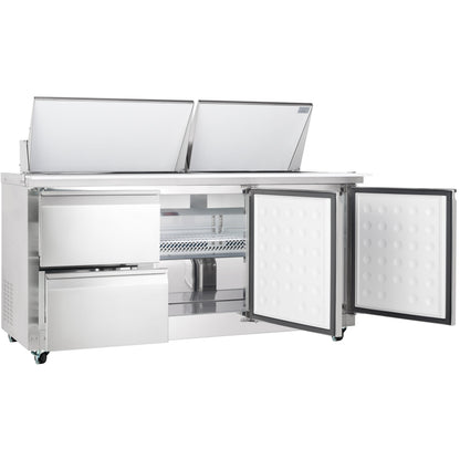 72" 2 Drawer Commercial Mega Top Refrigerated Sandwich and Salad Prep Table