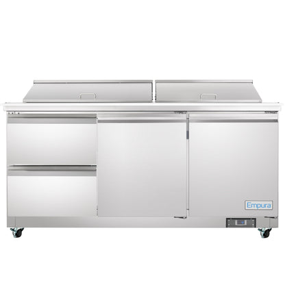 72" 2 Drawer Commercial Mega Top Refrigerated Sandwich and Salad Prep Table