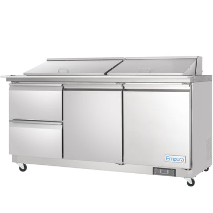 72" 2 Drawer Commercial Mega Top Refrigerated Sandwich and Salad Prep Table