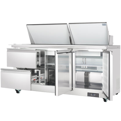 72" 2 Drawer Commercial Mega Top Refrigerated Sandwich and Salad Prep Table
