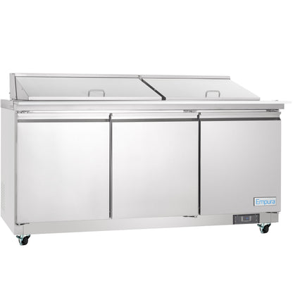 72" 3 Door Commercial Mega Top Refrigerated Sandwich and Salad Prep Table