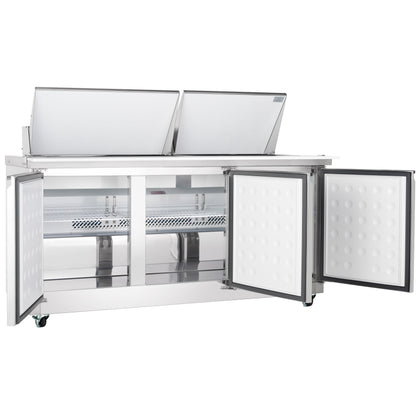 72" 3 Door Commercial Mega Top Refrigerated Sandwich and Salad Prep Table