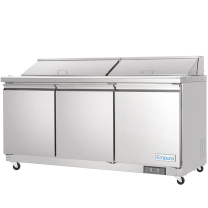 72" 3 Door Commercial Refrigerated Sandwich and Salad Prep Table