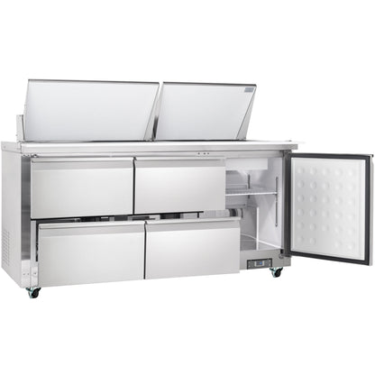 72" 4 Drawer Commercial Mega Top Refrigerated Sandwich and Salad Prep Table