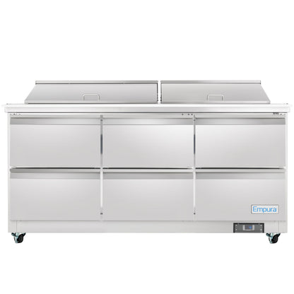 72" 6 Drawer Commercial Mega Top Refrigerated Sandwich and Salad Prep Table