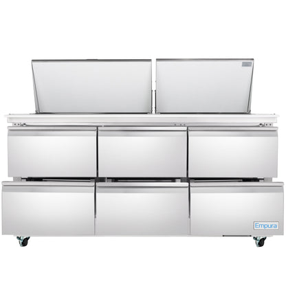 72" 6 Drawer Commercial Mega Top Refrigerated Sandwich and Salad Prep Table