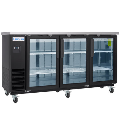 73" x 24" Swing Glass Door Powder Coated Black Stainless Steel Commercial Back Bar Refrigerator