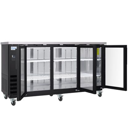73" x 24" Swing Glass Door Powder Coated Black Stainless Steel Commercial Back Bar Refrigerator