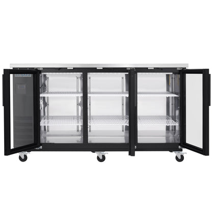 73" x 24" Swing Glass Door Powder Coated Black Stainless Steel Commercial Back Bar Refrigerator