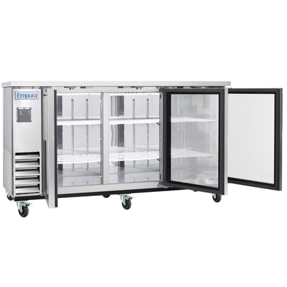 73" x 24" Swing Glass Door Stainless Steel Commercial Back Bar Refrigerator