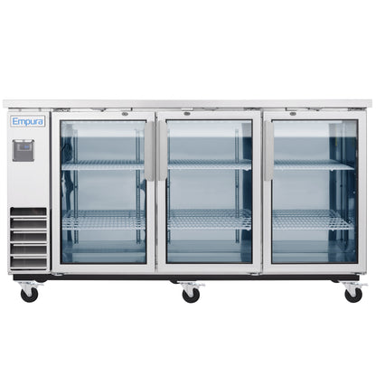 73" x 24" Swing Glass Door Stainless Steel Commercial Back Bar Refrigerator