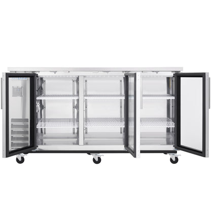 73" x 24" Swing Glass Door Stainless Steel Commercial Back Bar Refrigerator