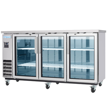 73" x 24" Swing Glass Door Stainless Steel Commercial Back Bar Refrigerator