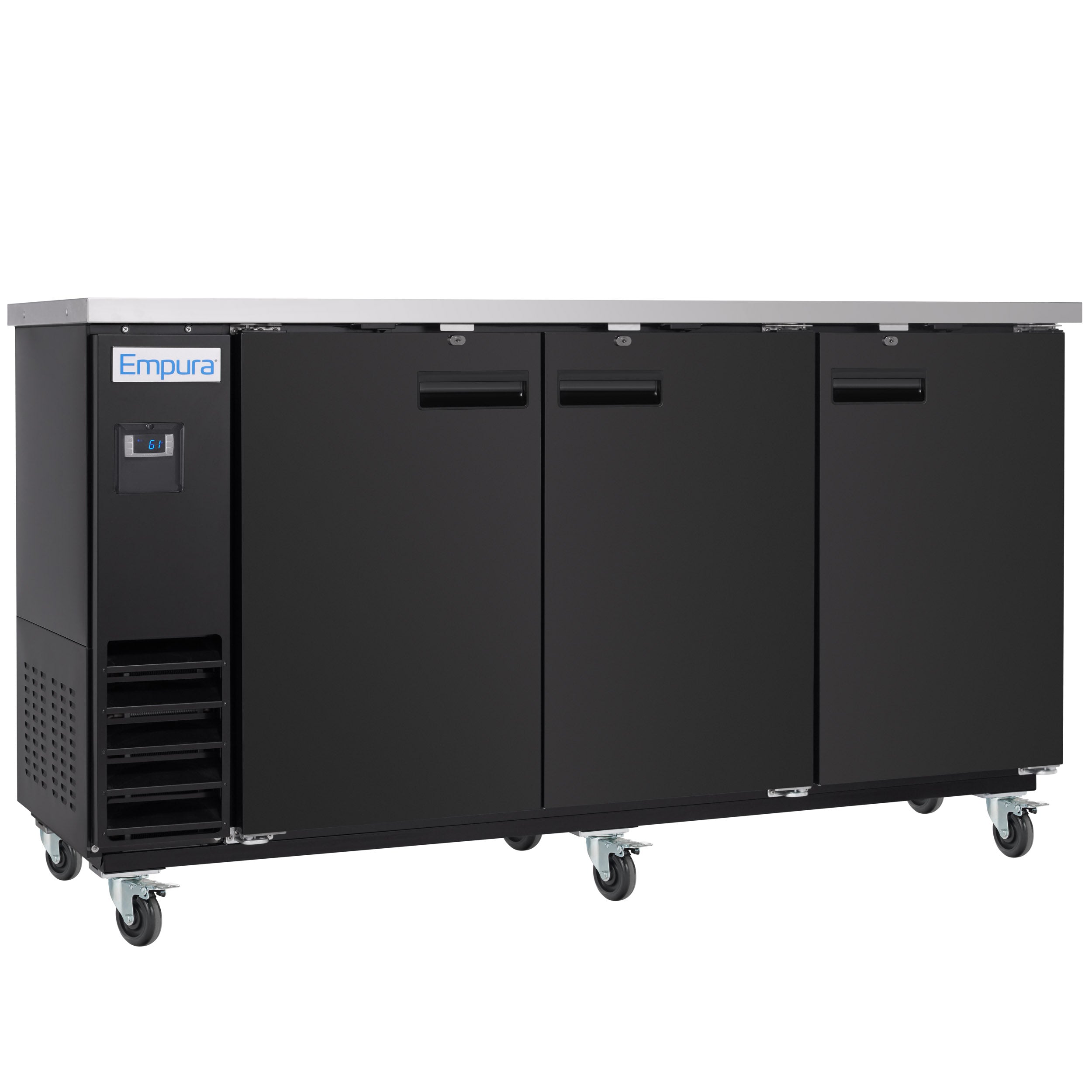 73" x 24" Swing Solid Door Powder Coated Black Stainless Steel Commercial Back Bar Refrigerator