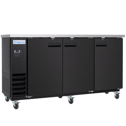 73" x 24" Swing Solid Door Powder Coated Black Stainless Steel Commercial Back Bar Refrigerator