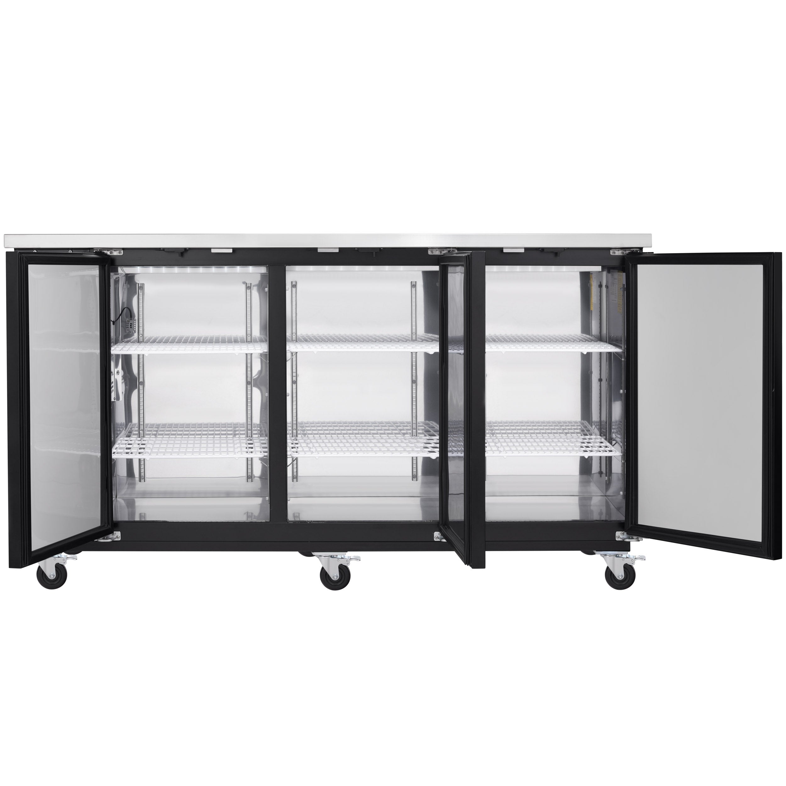 73" x 24" Swing Solid Door Powder Coated Black Stainless Steel Commercial Back Bar Refrigerator