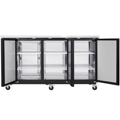 73" x 24" Swing Solid Door Powder Coated Black Stainless Steel Commercial Back Bar Refrigerator
