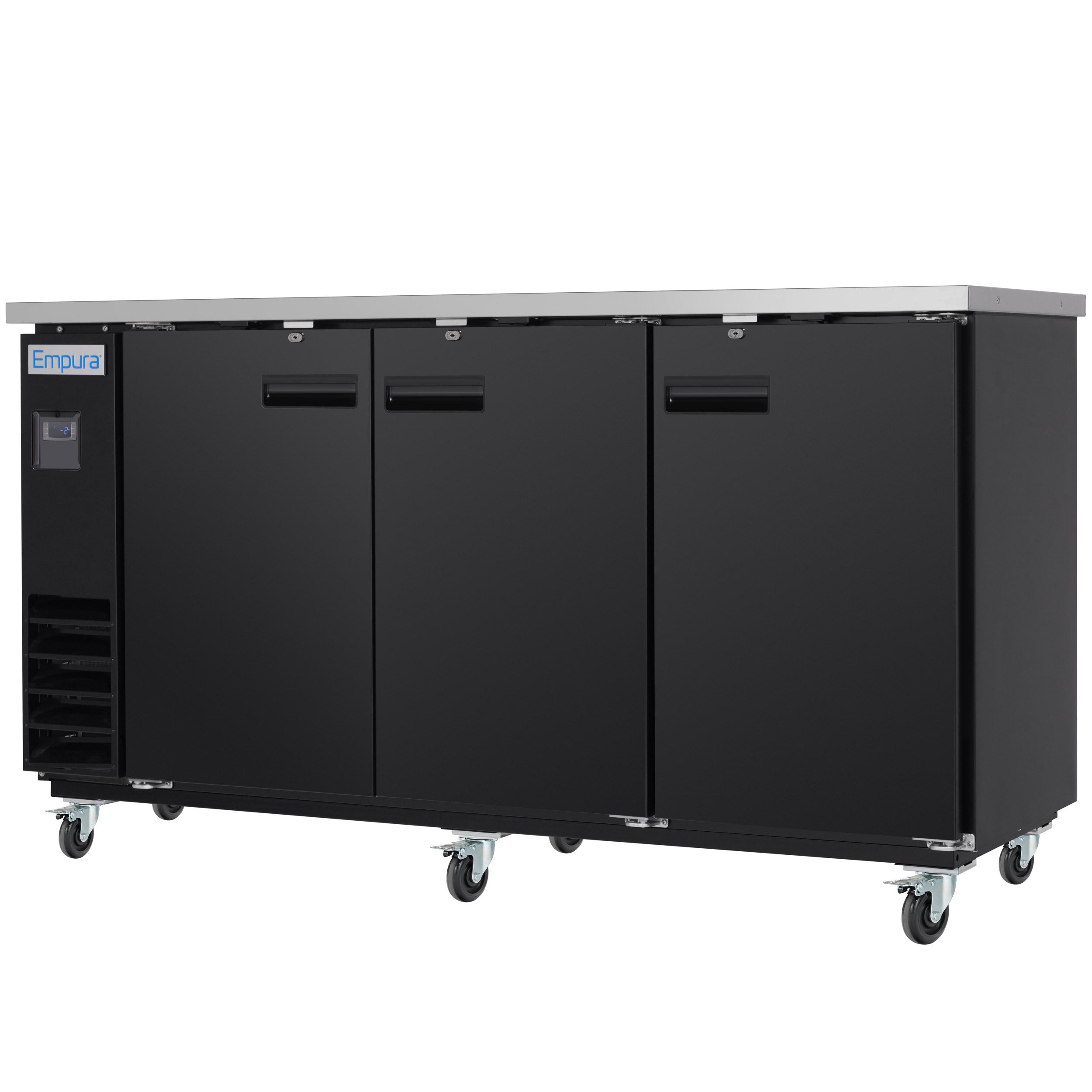 73" x 24" Swing Solid Door Powder Coated Black Stainless Steel Commercial Back Bar Refrigerator