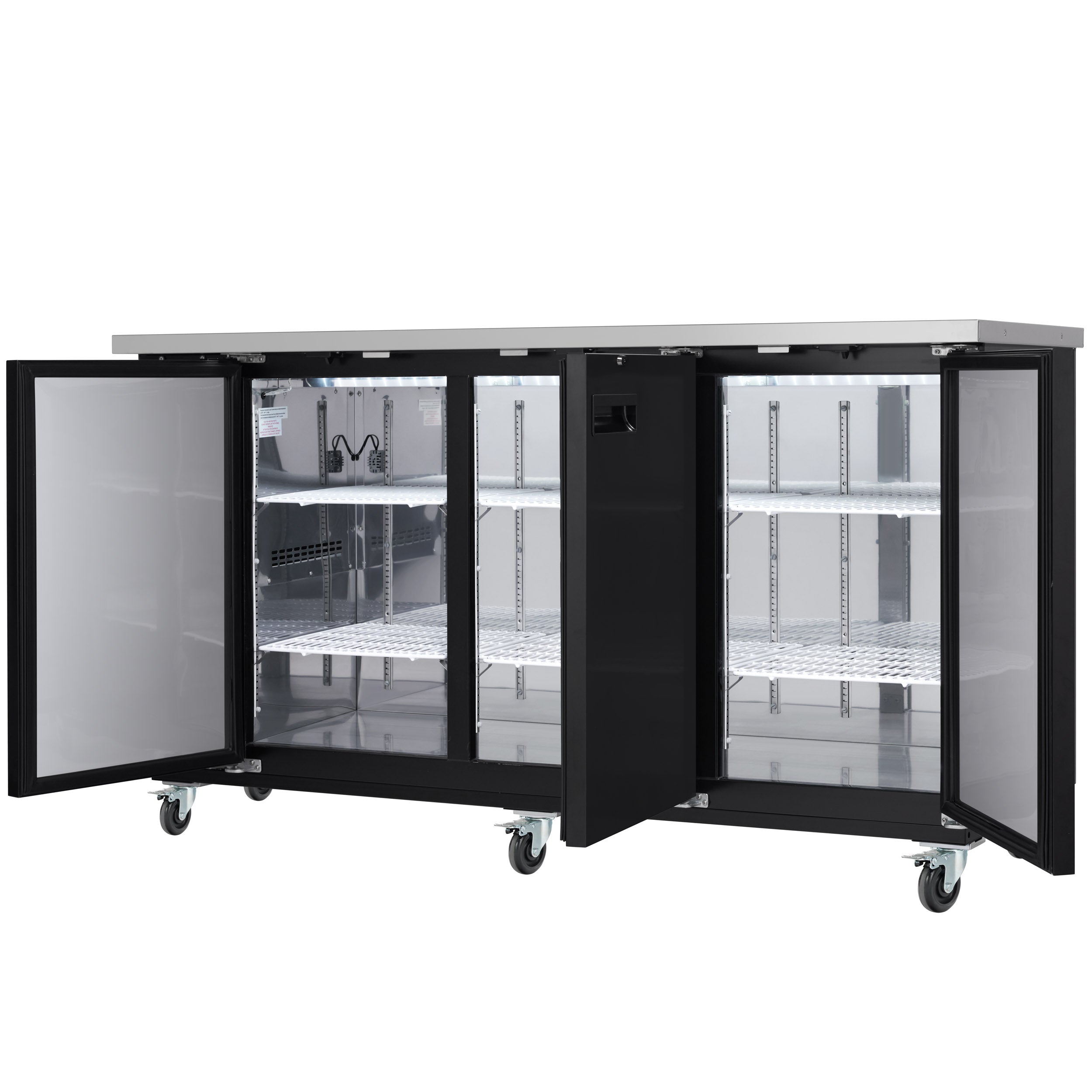 73" x 24" Swing Solid Door Powder Coated Black Stainless Steel Commercial Back Bar Refrigerator