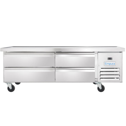 74" 4 Drawer Refrigerated Commercial Chef Base - 6" Depth Pan