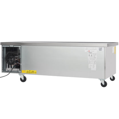 74" 4 Drawer Refrigerated Commercial Chef Base - 6" Depth Pan