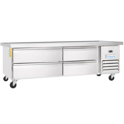 76" 4 Drawer Refrigerated Commercial Chef Base - 6" Depth Pan