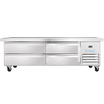 76" 4 Drawer Refrigerated Commercial Chef Base - 6" Depth Pan