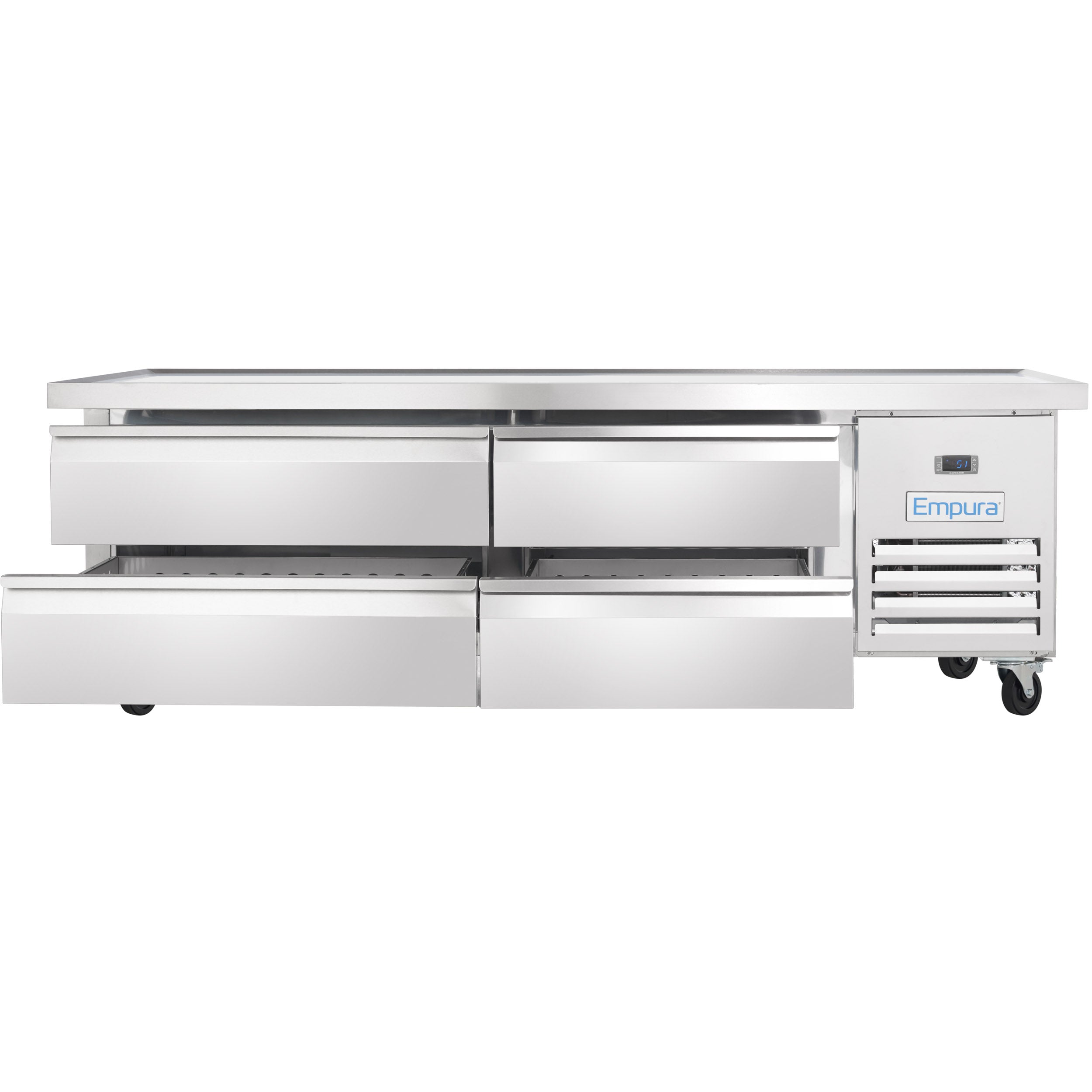 76" 4 Drawer Refrigerated Commercial Chef Base - 6" Depth Pan