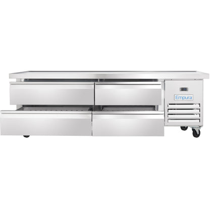 76" 4 Drawer Refrigerated Commercial Chef Base - 6" Depth Pan