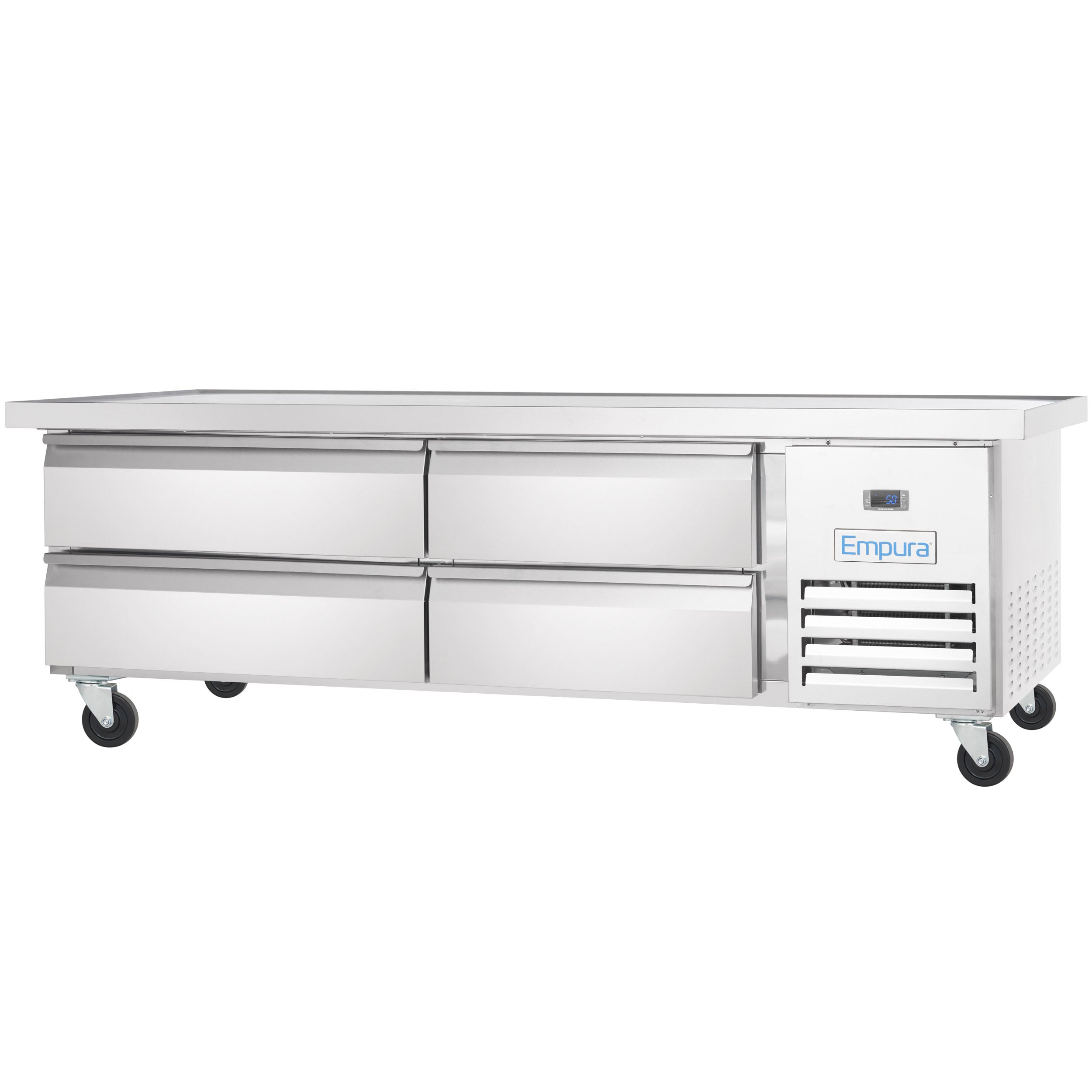 76" 4 Drawer Refrigerated Commercial Chef Base - 6" Depth Pan
