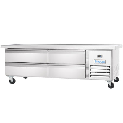 76" 4 Drawer Refrigerated Commercial Chef Base - 6" Depth Pan