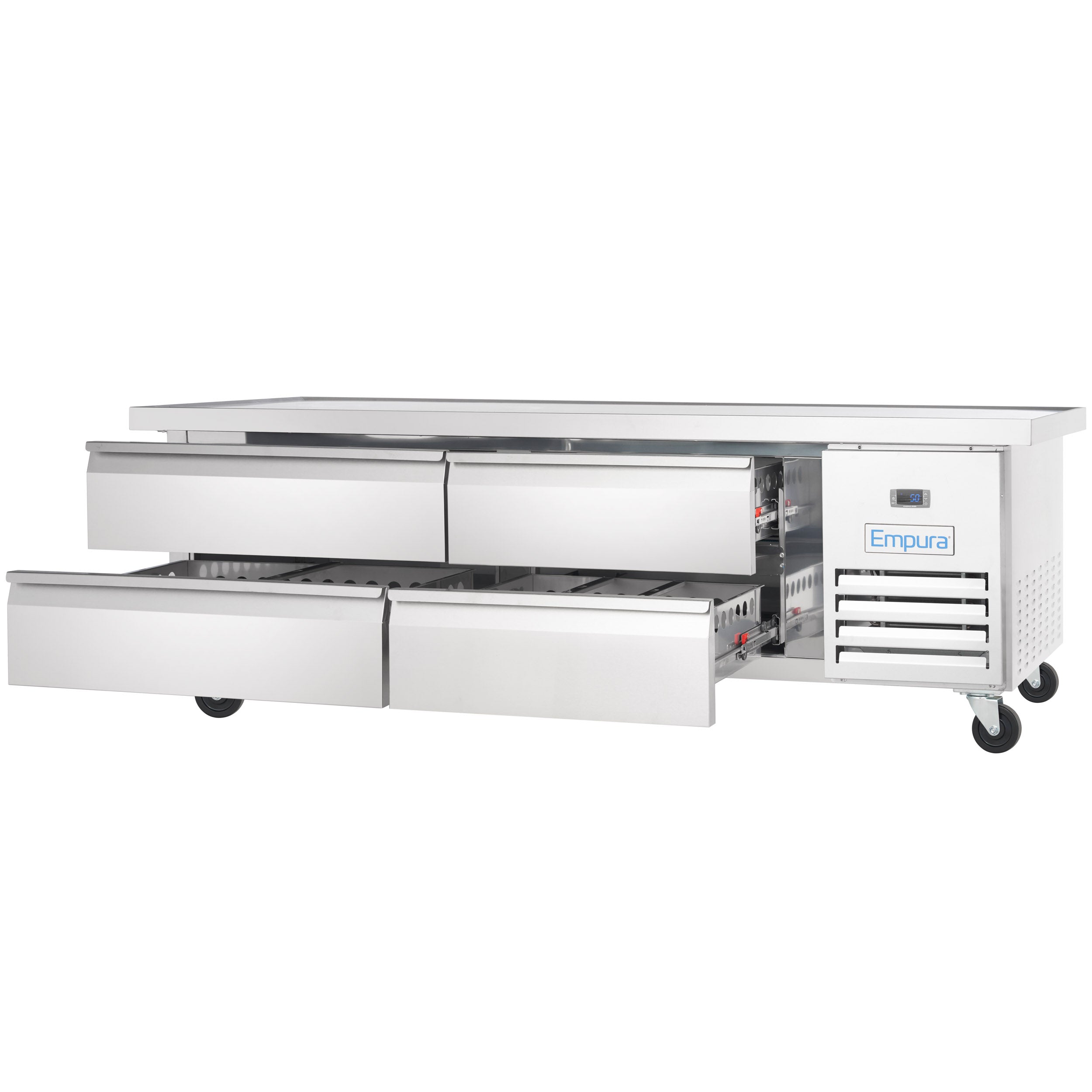 76" 4 Drawer Refrigerated Commercial Chef Base - 6" Depth Pan